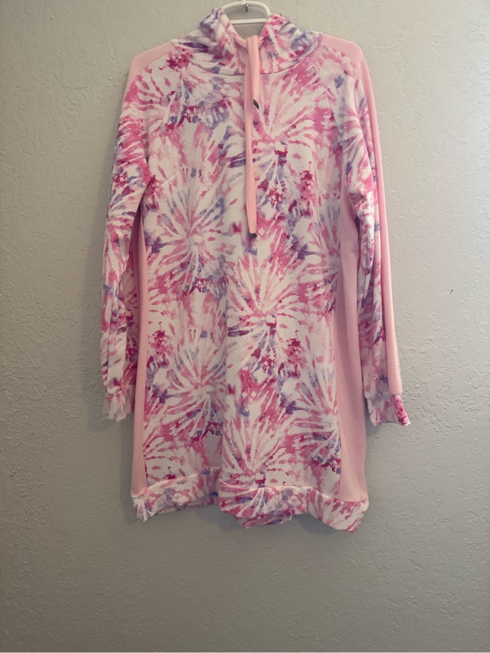 No Boundaries Girls' Pink & Purple Tie-Dye Hoodie Dress